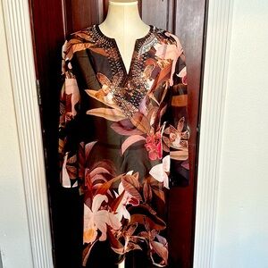 Chicos floral  beaded gorgeous floral tunic NWOT